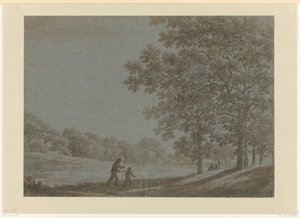 Walkers on a Road Along Tall Trees by Joris van der Haagen