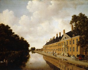 A View of the Princessgracht, The Hague, looking towards the Bezuidenhoutsebrug and the Oost Singlesgracht by Joris van der Hagen