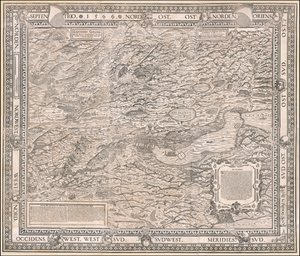 1566 Map of Zurich and Surroundings by Jodocus Murer by Jos Murer
