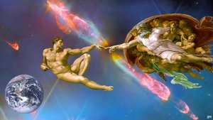JJM-recreate: Michelangelo The Creation of Adam + JWST