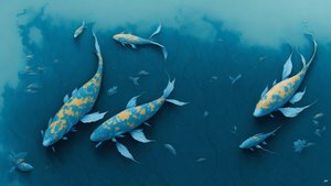 Koi Carp Fish Blue