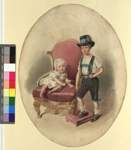 Two Children, Probably from the Imperial House by Josef Kriehuber