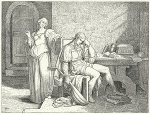 Enzio of Sardinia, illegitimate son of the Holy Roman Emperor Frederick II, in the captivity of the Guelph Lombards by Josef Mathias (after) Trenkwald