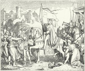 The Holy Roman Emperor Frederick II Entering Jerusalem, Sixth Crusade by Josef Mathias (after) Trenkwald