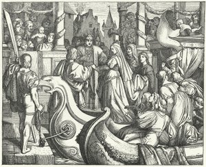 The Holy Roman Emperor Frederick II welcoming his bride, Isabella of England by Josef Mathias (after) Trenkwald