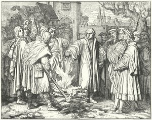 Martin Luther burning the papal bull in Wittenberg, 1520
