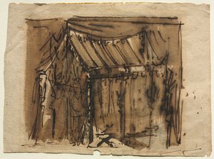 Tent (recto); Two Sketches (verso) by Josef Platzer