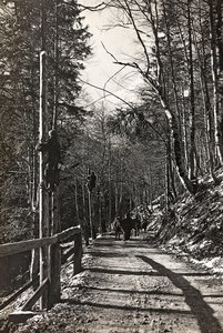 Soldiers at work (b/w photo)
