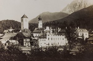 Album: My World War Memories of the South-Western Front in Carinthia, Italy, Trentino-Alto Adige 31/03/1915-12/11/1918: View of Dobbiaco after the Bombing (b/w photo) by Josef Zohles