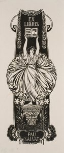 Book-plate of Pau Salvat by Josep Triadó
