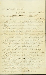 Letter signed Joseph A. Fardell, Benton Barracks, St. Louis, Mo., to Mother, November 12, 1863