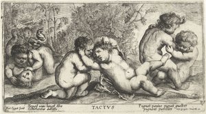 Three Pairs of Wrestling Naked Children (Tactvs) by Joseph Antoine Cochet