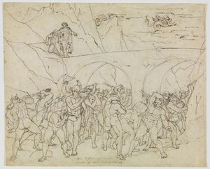 Pimps, Swindlers, and Flatterers Whipped by Devils (Dante Inferno, Canto 18, V 79) by Joseph Anton Koch