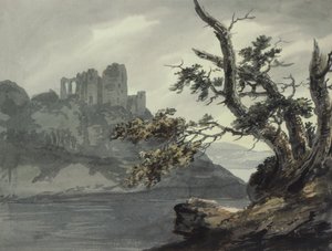Ruined Castle near a River by Joseph Barber