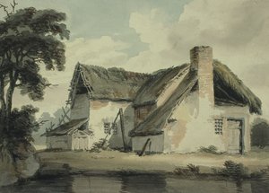Thatched Cottage near a Pond by Joseph Barber