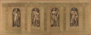 Sketch for the Saint-Paul-Saint-Louis Church: Robert the Pious. Clovis. Saint Louis. Charlemagne by Joseph Blanc