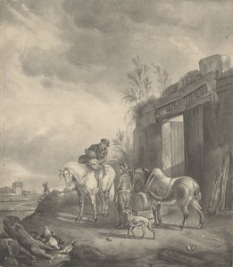 Two Riders by a Ruined Building by Joseph Bles