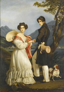 Duke Maximilian Joseph in Bavaria and Ludovika of Bavaria at Schloss Tegernsee by Joseph Carl Stieler