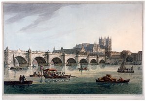 Westminster Bridge, Westminster Abbey and Westminster Hall, London by Joseph Constantine Stadler