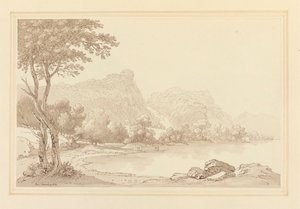 Lodore Rocks Falls Cottage Distant by Joseph Farington