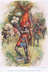 Edward, The Black Prince at the Battle of Crecy, illustration from 