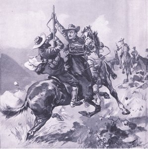 The capture of Field-Cornet Swanepool (illustration from After Pretoria: The Guerilla War, 1902)