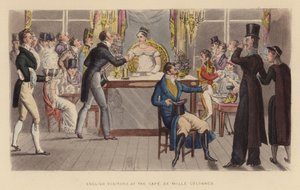 English Visitors at the Cafe de Mille Colonnes by Joseph Grego