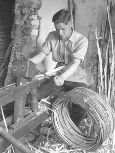 Hoop Maker Using Draw Knife to Make Hoops by Joseph Hardman