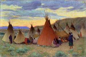 Evening on Crow Reservation, Montana by Joseph Henry Sharp