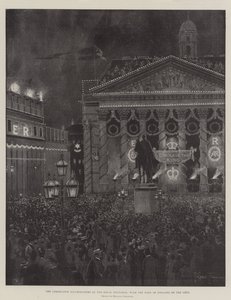 The Coronation Illuminations at the Royal Exchange, with the Bank of England on the Left by Joseph Holland Tringham