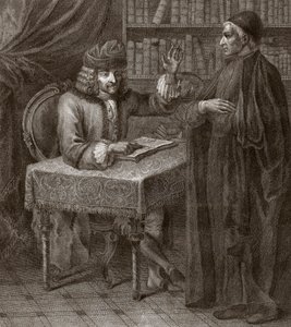 Voltaire and a Priest (Engraving by Joseph Lante) by Joseph Lante