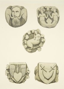 Five Groin Stones in Ceiling on Entering the North Door of Bristol Cathedral by Joseph Manning