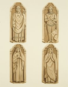 Four figures decorating the doors made by Clarke, on each side of the altar of St Mark