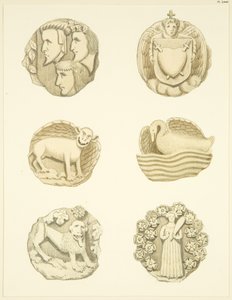 Groin stones (bosses) in ceiling of Redcliffe Church by Joseph Manning