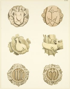 Groin stones (bosses) in ceiling of Redcliffe Church by Joseph Manning