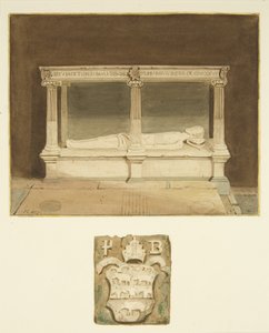 Tomb of Bishop Paul Bush and coat of arms in Bristol Cathedral by Joseph Manning