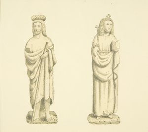 Two Figures in Niches of Tower of St Mary Redcliffe by Joseph Manning
