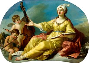 A Personification of Music, Singing with Putti Playing a Viol and a Flute by Joseph Marie Vien