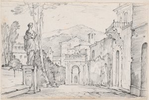 A Roman Street with Monte Cavo in the Distance by Joseph Marie Vien