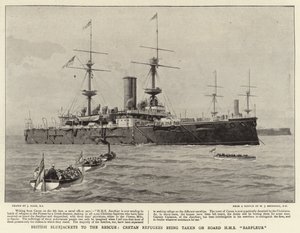 British Bluejackets to the rescue, Cretan Refugees being taken on Board HMS Barfleur