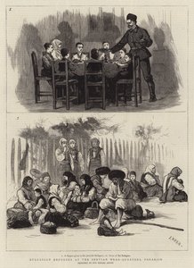 Bulgarian Refugees at the Servian Head-Quarters, Parakjin by Joseph Nash