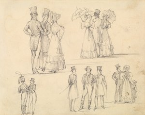 Groups of Men and Women in Conversation by Joseph Nash
