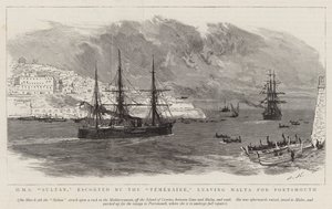 HMS Sultan, Escorted by the Temeraire, Leaving Malta for Portsmouth by Joseph Nash