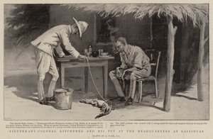 Lieutenant-Colonel Kitchener and his Pet at the Headquarters at Kassingar
