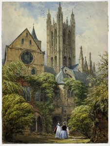 Professor, Woman, Child and Dog in Cathedral Close