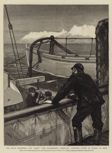 The Arctic Expedition, the Alert near Holsteinborg, Greenland, Sternpost Cutter or Ice-Boat on Skids