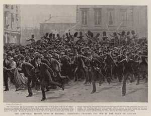 The Electoral Reform Riots in Brussels, Gendarmes Charging the Mob in the Place de Louvain