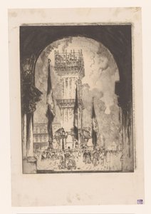 Campanile of Venice under Scaffolding by Joseph Pennell (signed by artist)