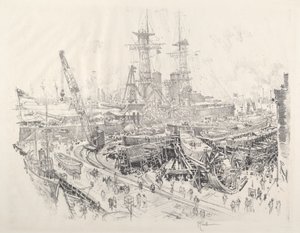 Building Submarine Chasers by Joseph Pennell