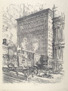 City Hall Square and Wanamaker Building by Joseph Pennell
